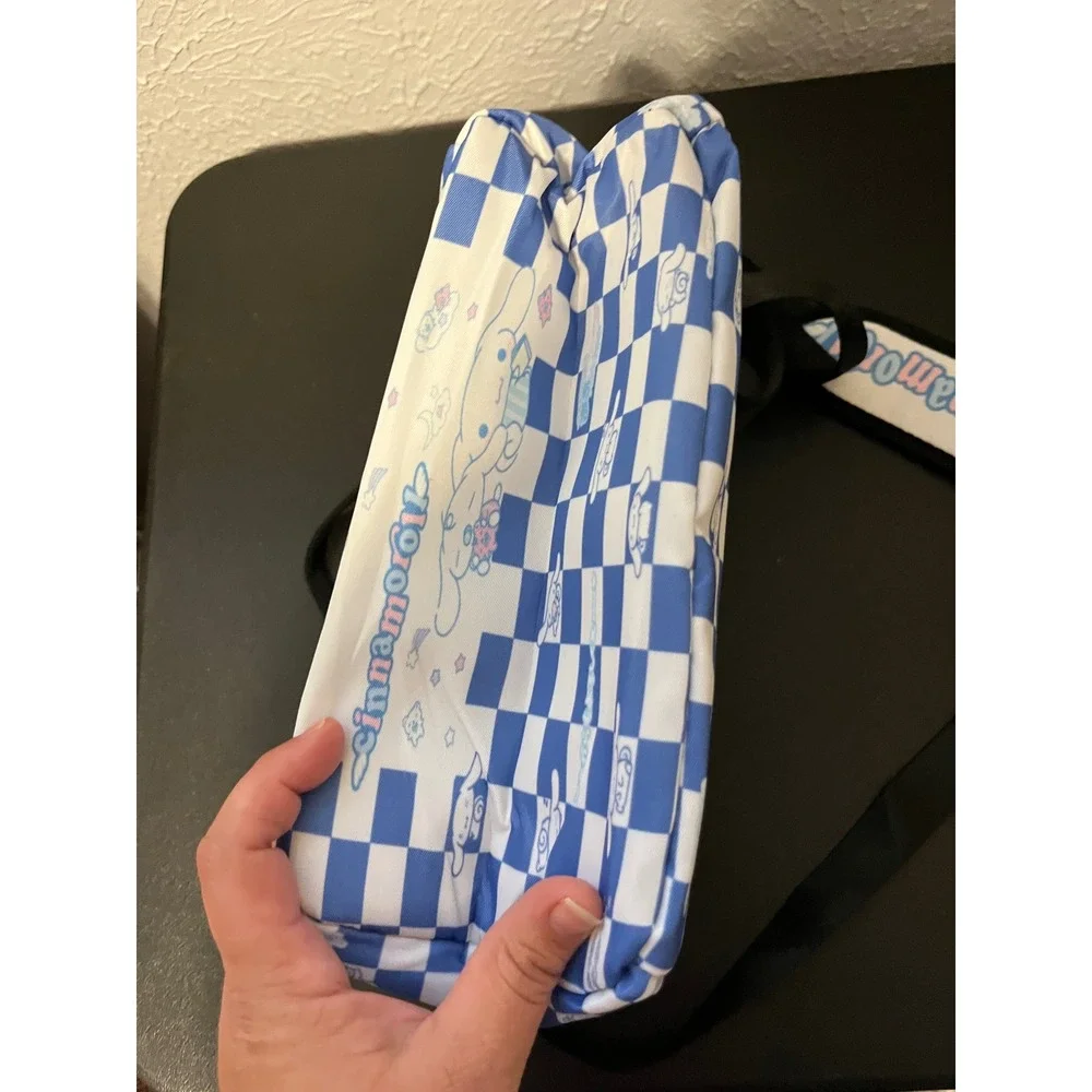 Sanrio Cinnamoroll Insulated Lunch Bag Blue White Checker Adjustable Strap NWOT
